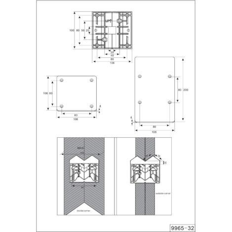 Create idea 3 pezzi a forma di L in metallo montaggio a soffitto
