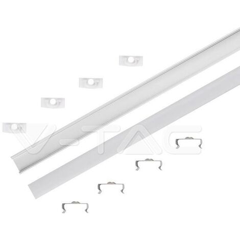 V-TAC SKU:3365  PROFILO 2M BIANCO COPERTURA BIANCA PER STRISCE LED  VT-8113-W