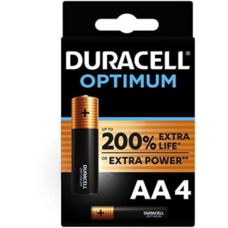 Blister da 4 pile alcaline 1,5V Duracell "Optimum" - stilo, AA, LR6, MN1500