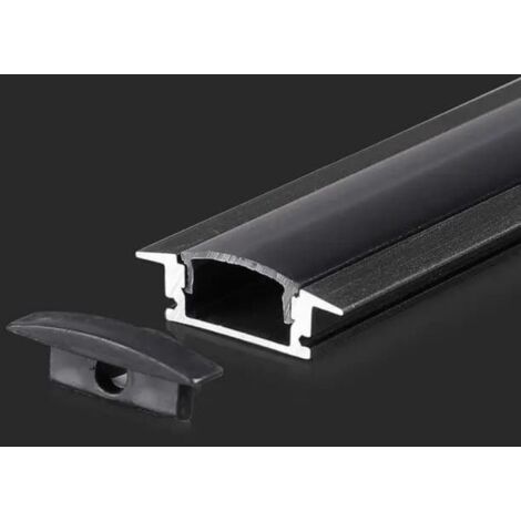 V-TAC Profilo in Alluminio per Strip LED Colore Nero 2000 x 24,7 x 7mm