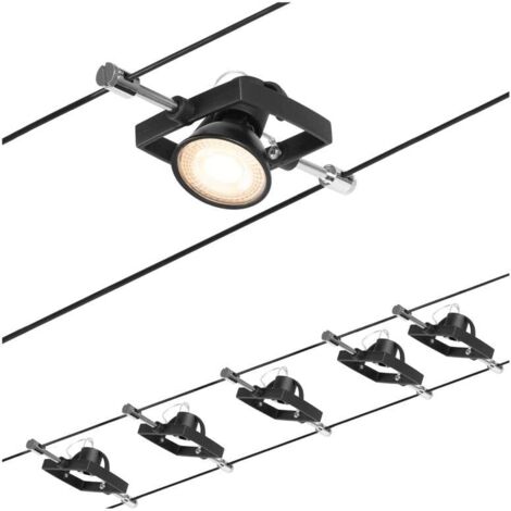 Paulmann CorDuo, sistema di cavi per faretti, 94434, set Mac II, massima CC 5 pezzi da 10 Watt l’uno, estensibile, cromato, opaco, cavi in plastica, GU 5,3, senza lampadine