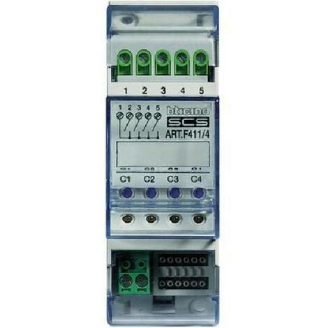 Attuatore Bticino con 4 relè indipendenti 2 moduli DIN F411/4