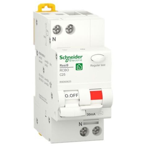 Magnetotermico Differenziale Schneider 25A 1P+N 4,5kA 30mA AC curva C 2M R9D60625