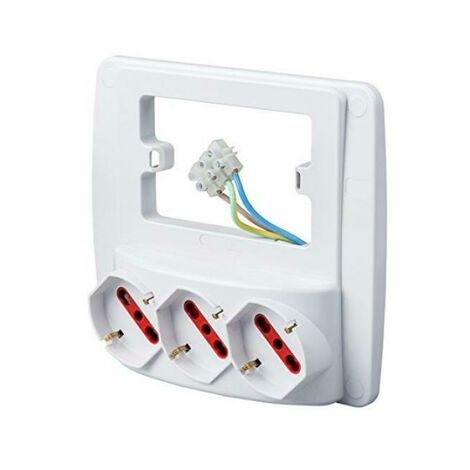 Rosi materiale elettrico multipresa da parete 3 posti schuko colore bianco rs94132