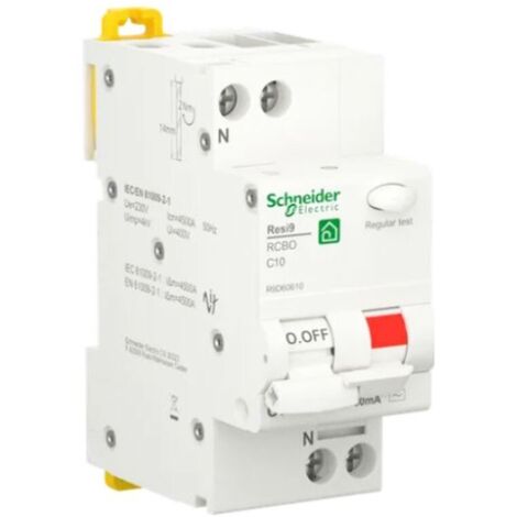 Magnetotermico Differenziale Schneider 10A 1P+N 4,5kA 30mA AC curva C 2M R9D60610