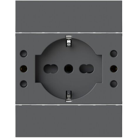 Presa 4box p503 presa schuko e due prese 10a bticino livingnow nero - 4bp503.kg