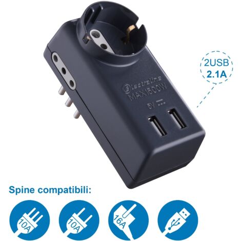 Electraline Multipresa 6 Posti - Ciabatta Con Prese Shuko E Protezione Bambini, Nero - Foto 3