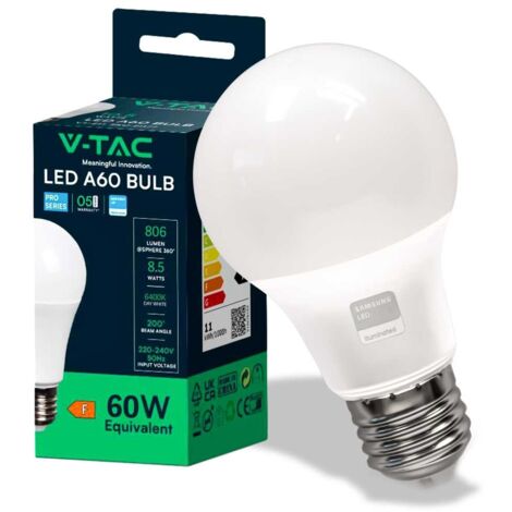 V-TAC PRO VT-210 LAMPADINA LED E27 9W BULB A58 CHIP SAMSUNG - COLORE LUCE : BIANCO FREDDO