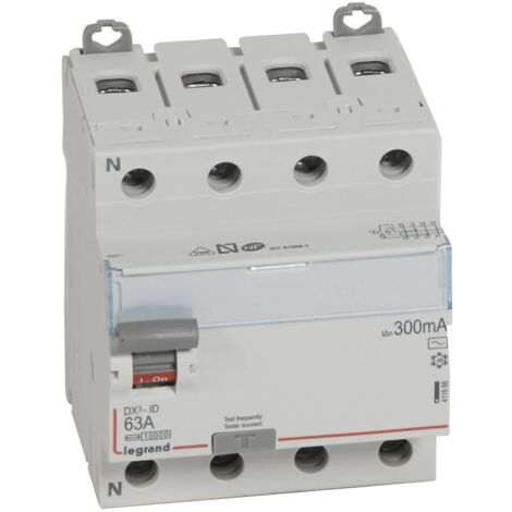 Interrupteur differentiel DX3-ID 4P 63A AC 300mA - LEGRAND - 411666