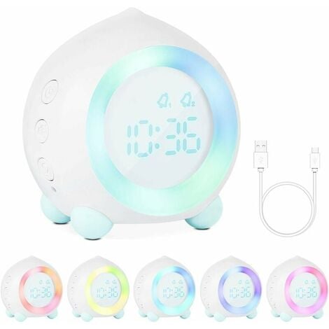 MONODEAL Réveil Enfant Lumineux LED, Réveil en USB  Charge,Multifonctionnelle Réglable Veilleuse Compte à rebours Fille Garcons  (Blanc) : : Luminaires et Éclairage