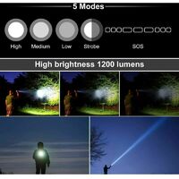 Linterna táctica 3000 lúmenes Linterna LED L2 superbrillante Recargable por USB 5 modos de iluminación Montaje en riel Picatinny e interruptor de presión para Pesca al aire libre aire[Clase energética