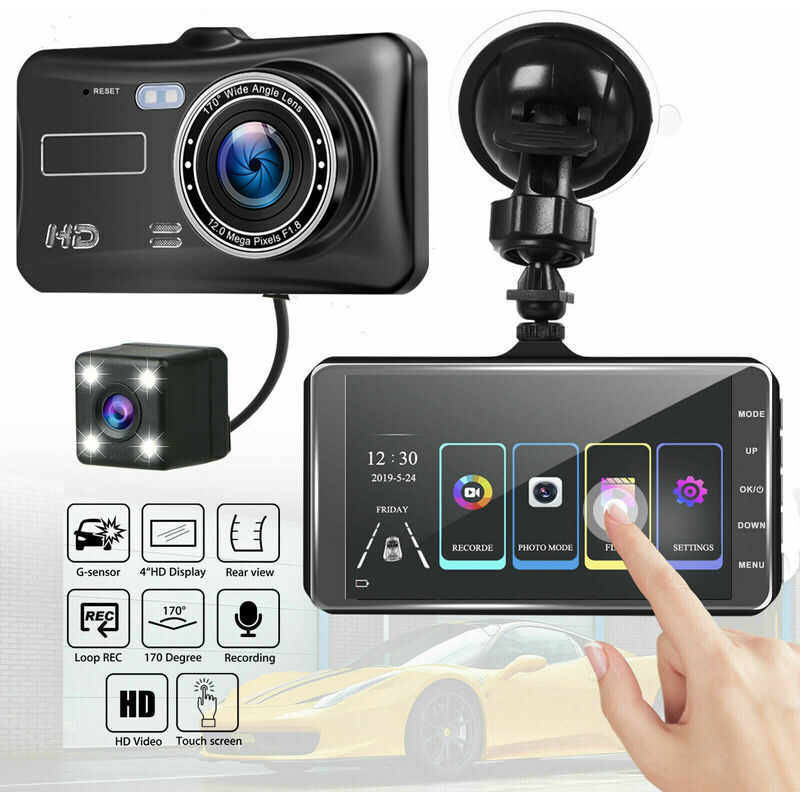 Caméra miroir de voiture pour bébé avec écran haute définition de 4,3 ''  Vision nocturne Tableau de bord rotatif à 360 degrés pour moniteur de siège  arrière de voiture