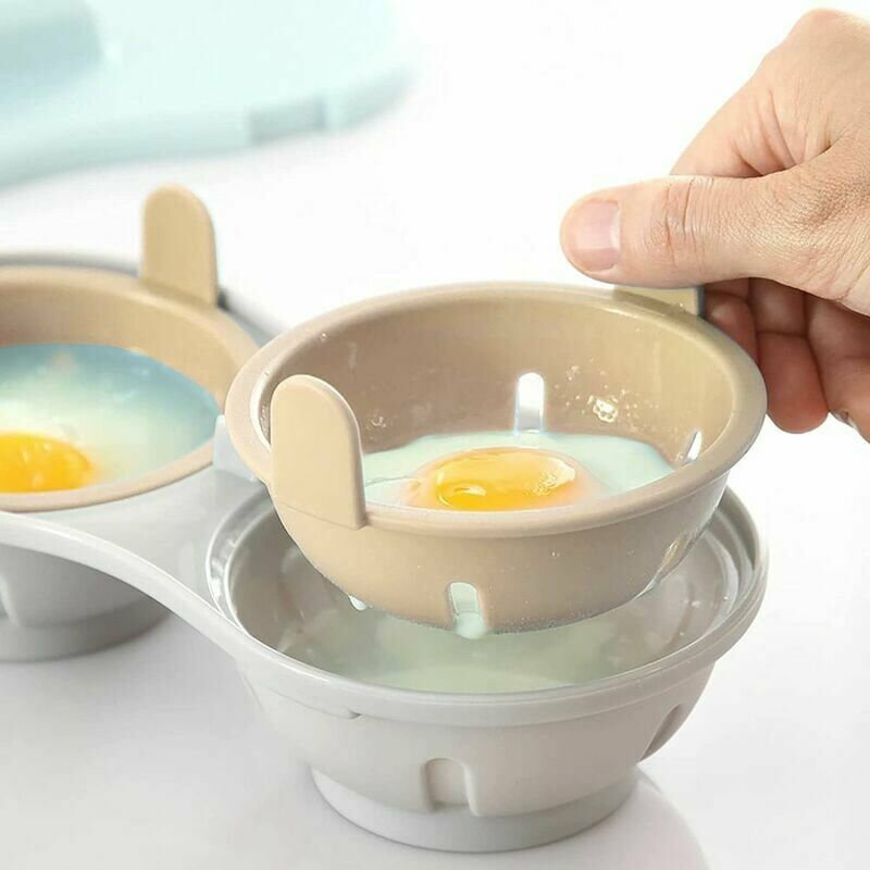 Micro-ondes pocheuse à œufs double tasse bol à œufs cuiseur vapeur haute  capacité 2 tasses