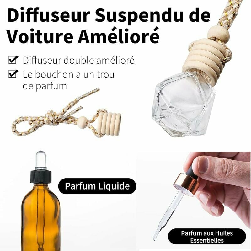 10PCS Diffuseur Vide pour Voiture - Flacon de Parfum en Verre Vide