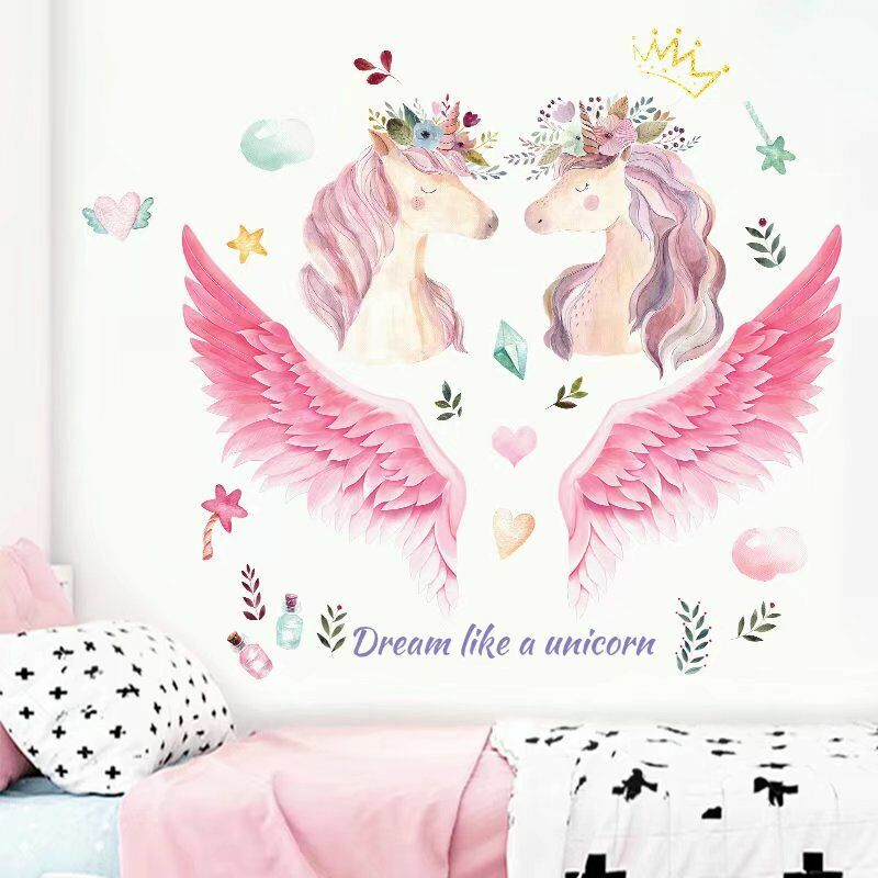 Autocollant mural licorne - Autocollant licorne détachable avec