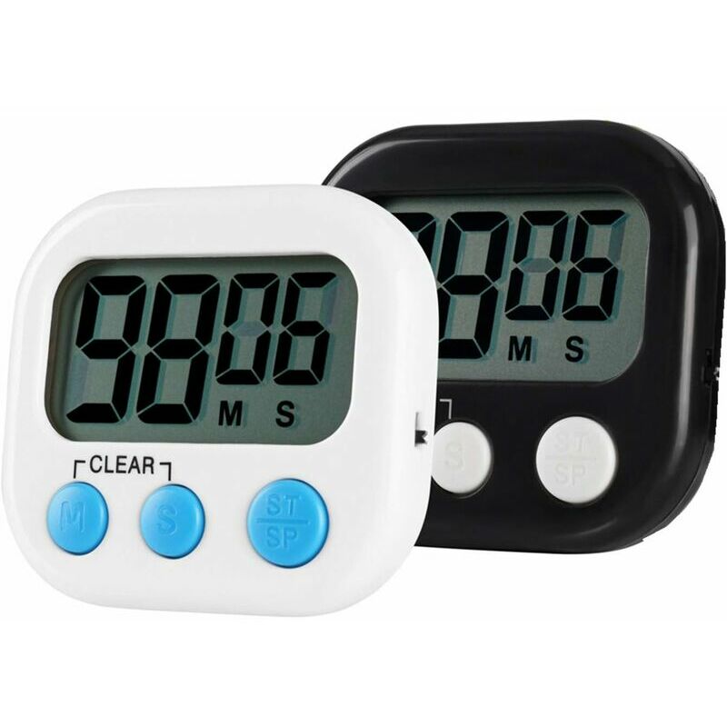 Minuterie numérique 24 heures Minuterie numérique LCD Minuteurs de cuisine  Salle de bains Douche Cuisine Horloge Minuterie avec alarme Outil de  gestion du temps (Blanc) 