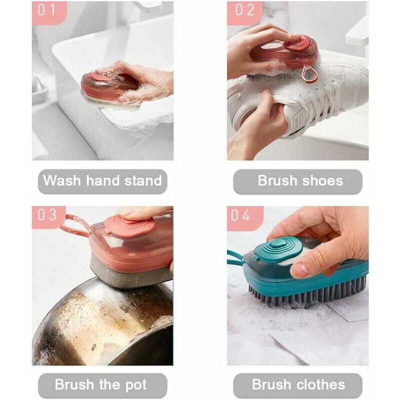 Brosse de nettoyage de chaussures multifonctionnelle avec distributeur de  savon, à poils doux et longs – Oz Marketplace