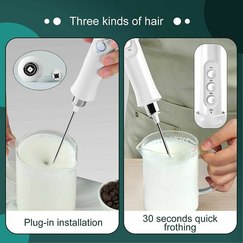Mousseur à lait USB-C avec support, acier inoxydable - Mousseurs de lait