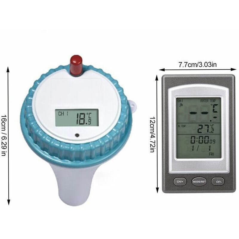 Thermomètre sans Fil, température sans Fil Piscine numérique Flottant  Thermomètre Eau Gauge Piscine Spa Baignoire