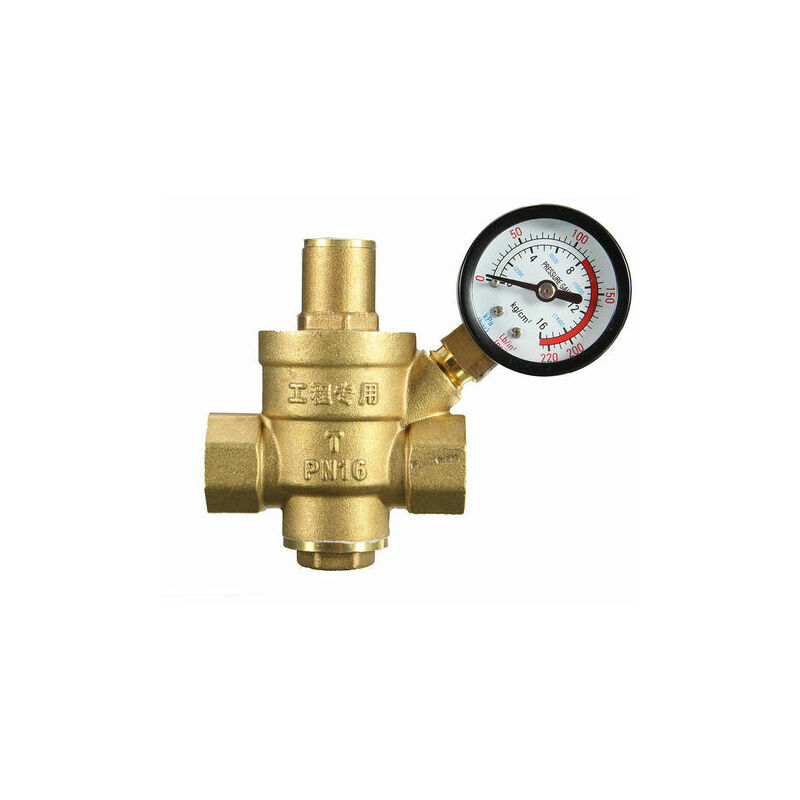 Réducteur de pression, DN15 Réducteur de pression d'eau en laiton 1/2,  filetage réglable de valve contrôle de l'eau avec jauge métrique Autres