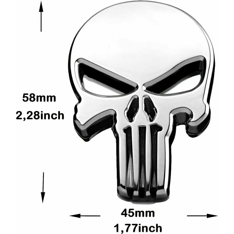 3d Skull Punisher Véhicule Voiture Autocollant Métal Décalcomanie