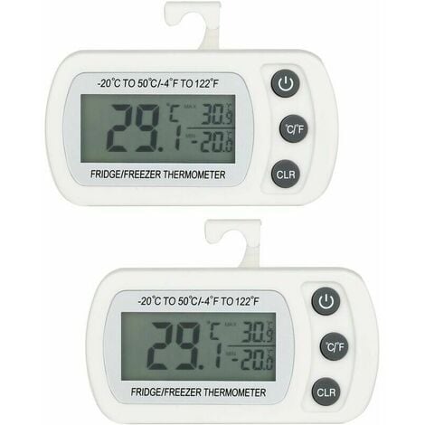 2 PCS Thermomètre pour Réfrigérateur Congélateur Numérique Température -20  à 50°C avec Crochet, Écran