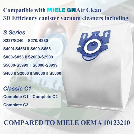 12 sacs d'aspirateur pour aspirateurs Miele GN 3D Classic C1 Complete C2 C3,  S2000, S5000