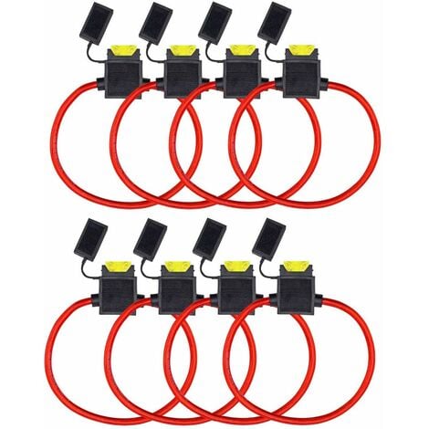 Porte-fusible, lot de 8 faisceaux de câblage ATC/ATO12AWG étanches en ligne  1 fusible à lame automobile (trompette)