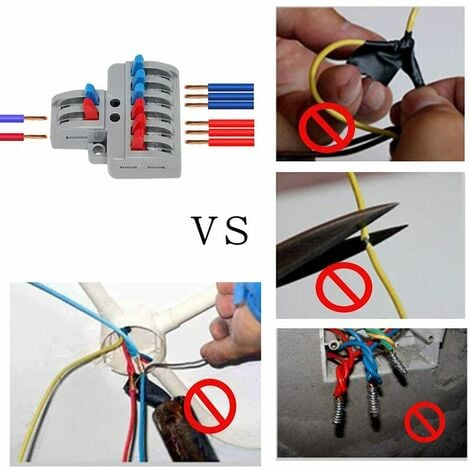 Jeu de bornes BR-Vie, jeu de bornes de raccordement avec levier, connecteur  de câble à pousser, bornes enfichables compactes, 10 pièces de bornes 8  pôles (2 en 6)