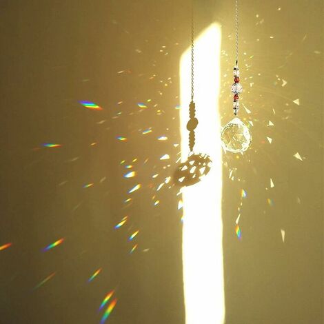 Lustre suspendu en cristal avec chaîne en verre, guirlande attrape-soleil,  prismes en cristal, accessoires de décoration de mariage, 1/5 pièces