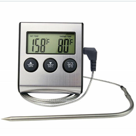 Thermomètre numérique pour rôtis (de torréfaction, numérique, 2 in 1, avec  horloge de cuisine, sonde de