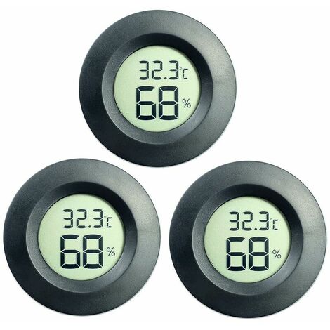 Thermomètre hygromètre numérique LCD avec rétroéclairage pour reptile,  vivarium, serre, chambre de bébé, incubateur (noir)