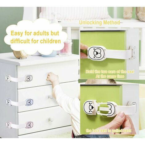 Acheter 10 pièces tiroir porte armoire placard toilettes serrures de  sécurité bébé enfants soins en plastique serrure sangles Protection