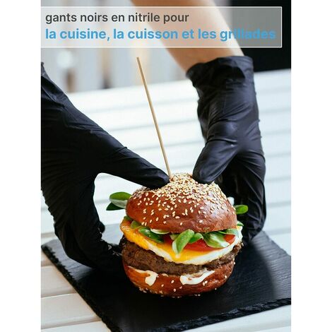 Gant nitrile noir taille L pour préparation en cuisine