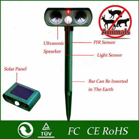 Répulsif solaire pour souris conduit les chats, les chiens et les écureuils  Imperméable à l'eau en plein air et respectueux de l'environnement Répulsif  pour animaux à ultrasons