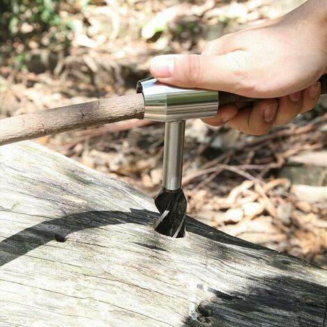 Perceuse à main 3 pièces pour le travail du bois, clé manuelle, perceuse au  sol, outils de survie en spirale pour le camping, la randonnée