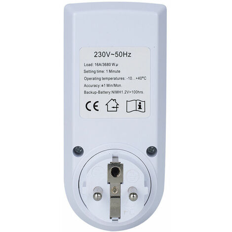 Prise électrique avec minuteur AC 230V Smart Home Plug-in LCD