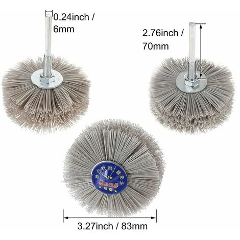 Lot de 9 Brosses Abrasives en Fil de Nylon, Brosse Nylon Perceuse avec Tige  Hexagonale 1/4 Pouce, Outils Abrasifs Poncage Bois, Brosse Perceuse pour