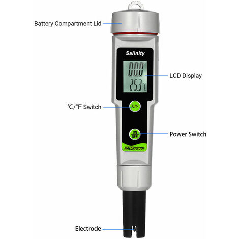 Testeur de salinité, testeur de salinité de type stylo numérique pour eau  de mer piscine d'eau salée piscines pêche