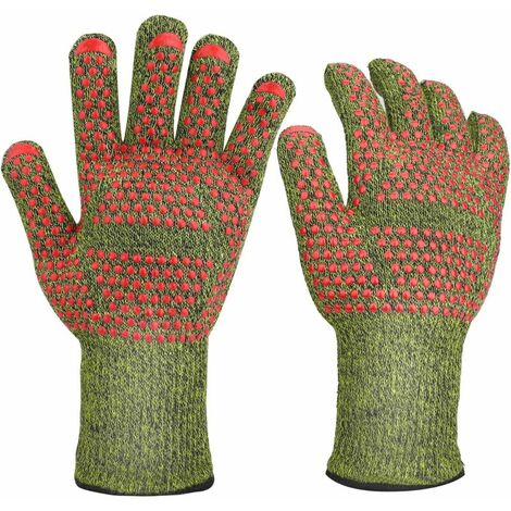 Gants de camping gants en cuir de vachette mitaines résistantes à la  chaleur/au feu gants chauds d'extérieur pour barbecue four cheminée 