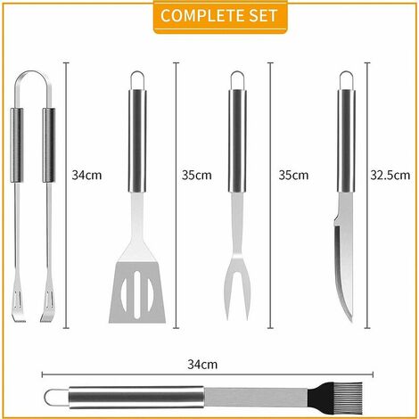 5Pcs Ustensiles Barbecue, Kit Barbecue Outil de Barbecue en Acier  Inoxydable, Set Barbecue Portable, Ustensiles pour