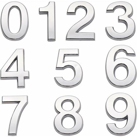 Numéro de boite aux lettres gravé et personnalisé couleur argent chiffres  noirs - Signalétique extérieure