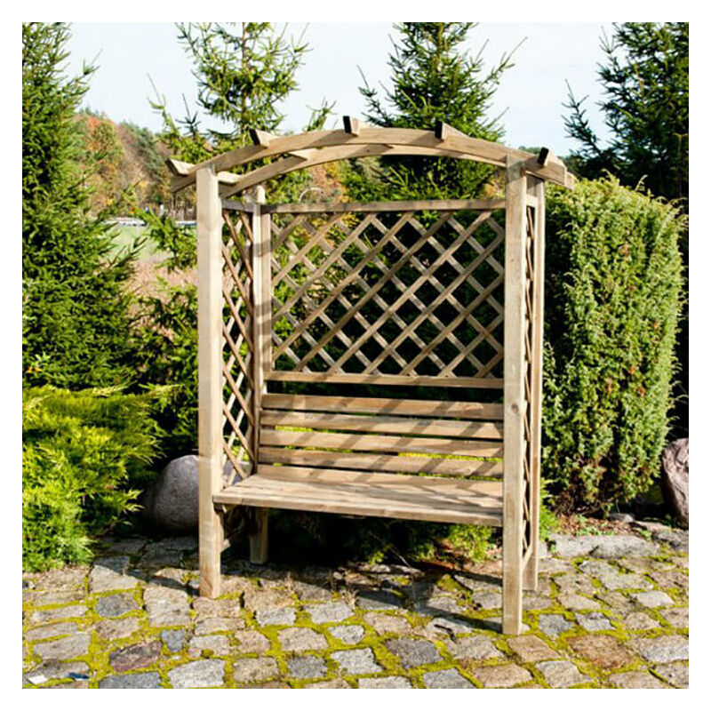 Pergola Da Giardino Ad Arco Con Panca Cm 160X170X190 H Pergolato Pompeiana  In Legno Di Pino Verniciato In Autoclave Per Esterno