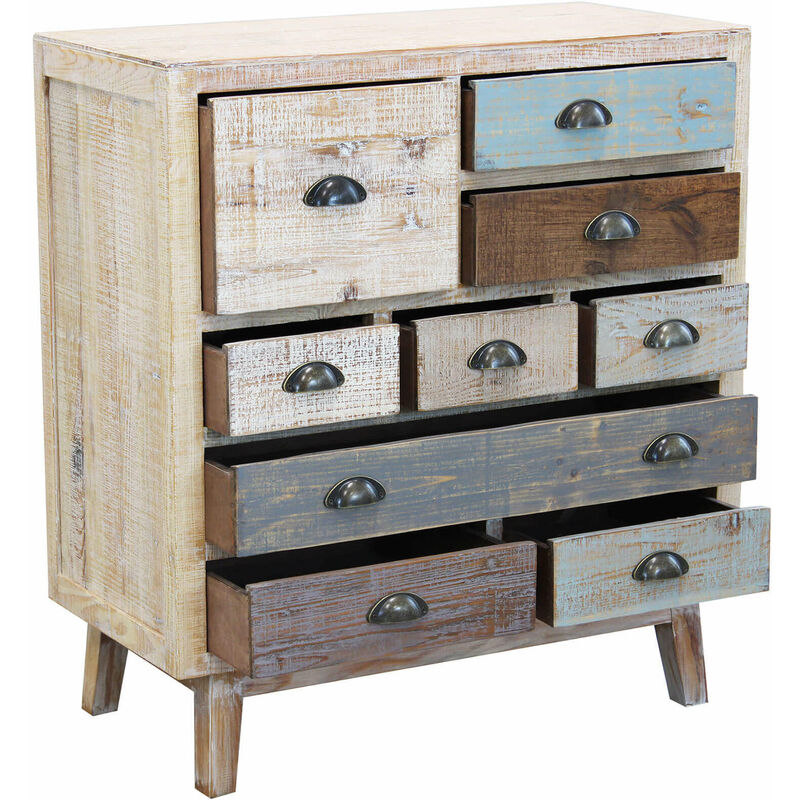 Cassettiera In Legno Mobile Per Interno Con 9 Cassetti Di Design Stile  Country Moderno Vintage