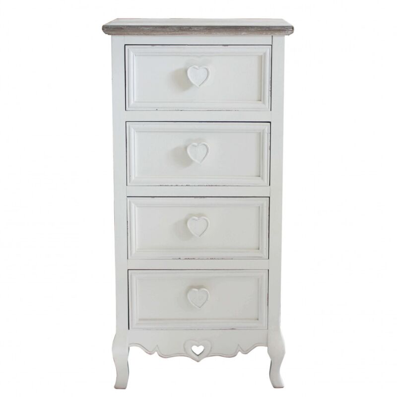 King Home Cassettiera In Legno di Paulownia 26x32x81h cm 4 Cass.C/Cuore