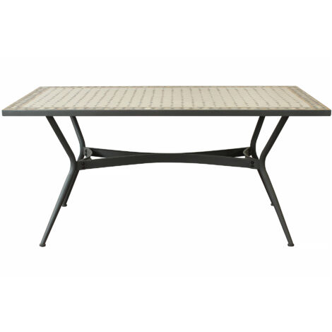ANXO - tavolo con piano rettangolare e mosaico beige e antracite