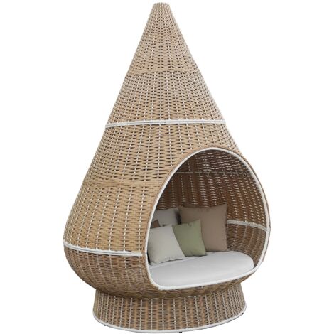 MELODIA - conchiglione con struttura in alluminio verniciato rivestito in rattan (1/5)