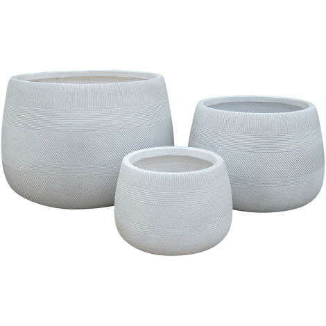 Vasi Per Piante Rotondi Da Interno Ed Esterno Set Da 3 Dimensioni Moderni Vaso Di Design In Resina Colore Taupe , G.55x55x37/M.42x42x29/P.29x29x20