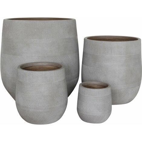 Vasi Per Piante Rotondi Da Interno Ed Esterno Set Da 4 Dimensioni Moderni Vaso Di Design In Resina Colore Taupe , G.57x57x57/M.43,5x43,5x43,5/P.31,5x31,5x31,5/xS.20,5x20,5x20,5 (1/3)
