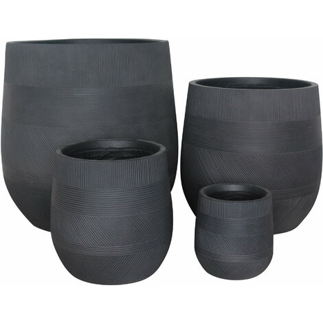 Vasi Per Piante Rotondi Da Interno Ed Esterno Set Da 4 Dimensioni Moderni Vaso Di Design In Resina Colore Taupe , G.57x57x57/M.43,5x43,5x43,5/P.31,5x31,5x31,5/xS.20,5x20,5x20,5 (1/3)